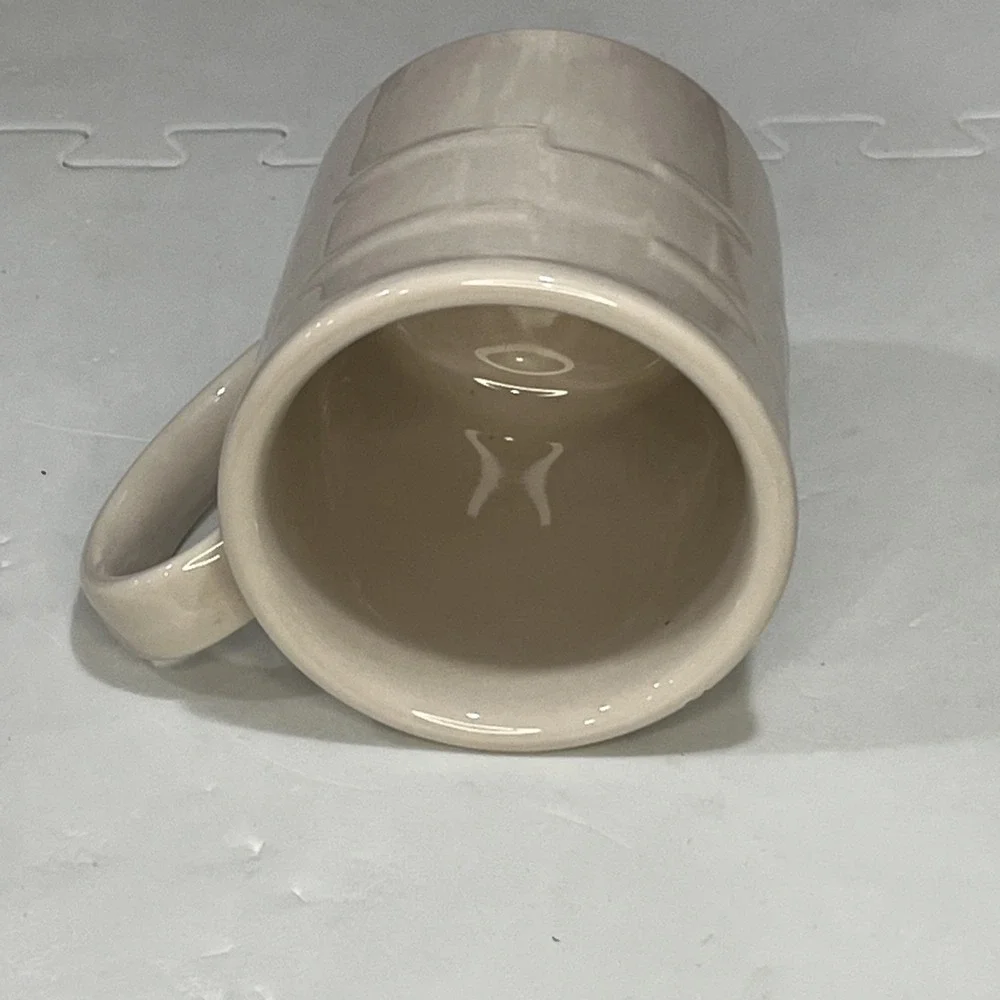 Longaberger Pottery Coffee Mugs Woven Traditions Set 2 USA Vintage Cream Green - Picture 10 of 12